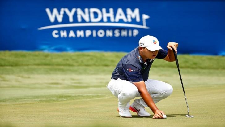 Golfer Si Woo Kim at the Wyndham Championship